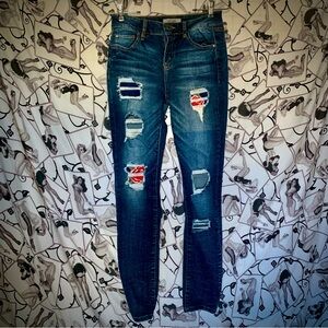 Distressed Jeans w/ Rose Patches